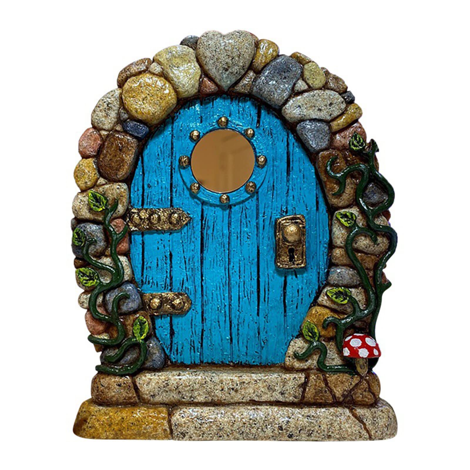 SUNNEE Miniature Fairy Door for Garden Elf Door Wooden Pixie Door ideal for gardens and bottom of trees Magical Garden Decor (Blue)