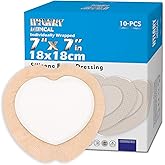 HTLARY 10 Pack Silicone Adhesive Sacral Foam Dressing 7x7 Inches Waterproof Breathable Wound Pads for Bed Sores Pressure Ulcer Care Absorbent Skin Friendly Medical Bandages