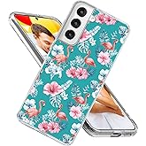 for Galaxy S22 Case,Samsung S22 Case for Girl Women,ARTIOSIT Shockproof Thin Slim Soft TPU Clear Protective Phone Cover for Galaxy S22 6.1,Cute Cartoon Animal Girlish Pink Flamingo Flower Floral Blue