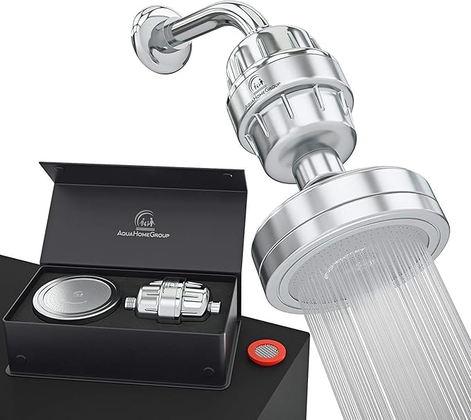 AquaHomeGroup Luxury Filtered Shower Head Set 15 Stage Shower Filter
