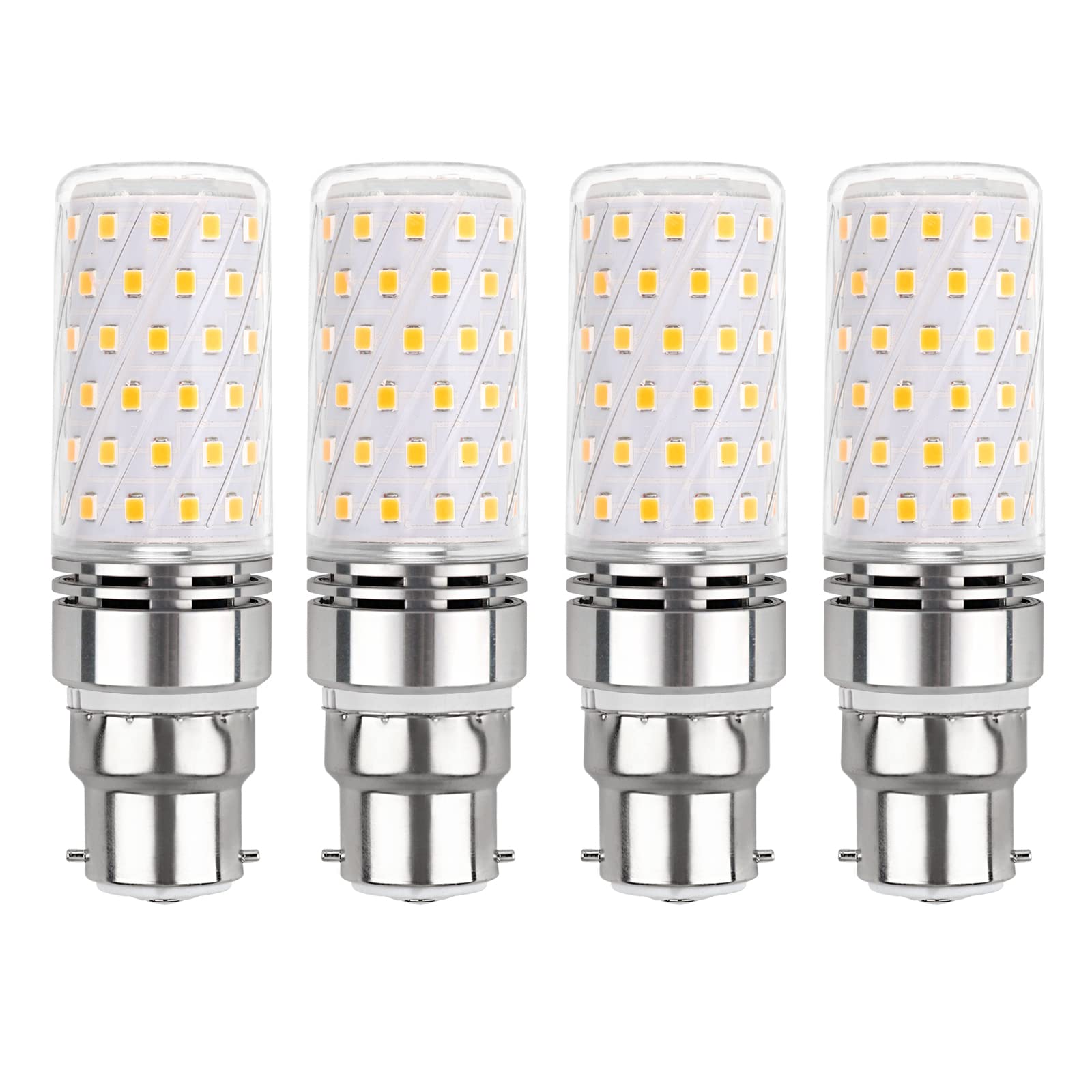 Akynite B22 LED Corn Light Bulb 12W Cool White 6000K, 1450LM, 360° Beam Angle, AC 230V, Equivalent B22 100W, BC Large Bayonet Bulb Daylight White, Not Dimmable, Pack of 4