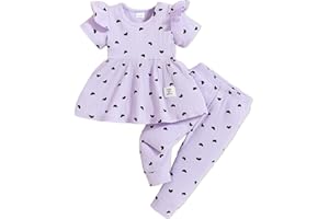 PaPaai Sara Baby Girls Clothes Toddler Girl Outfits Fall Infant WInter Ribbed Pants Set for 6 9 12 18 24 Months 2t 3t Girls