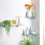 Harbour Housewares Floating Glass Wall Shelves 60cm Pack of 3 with Silver view 7