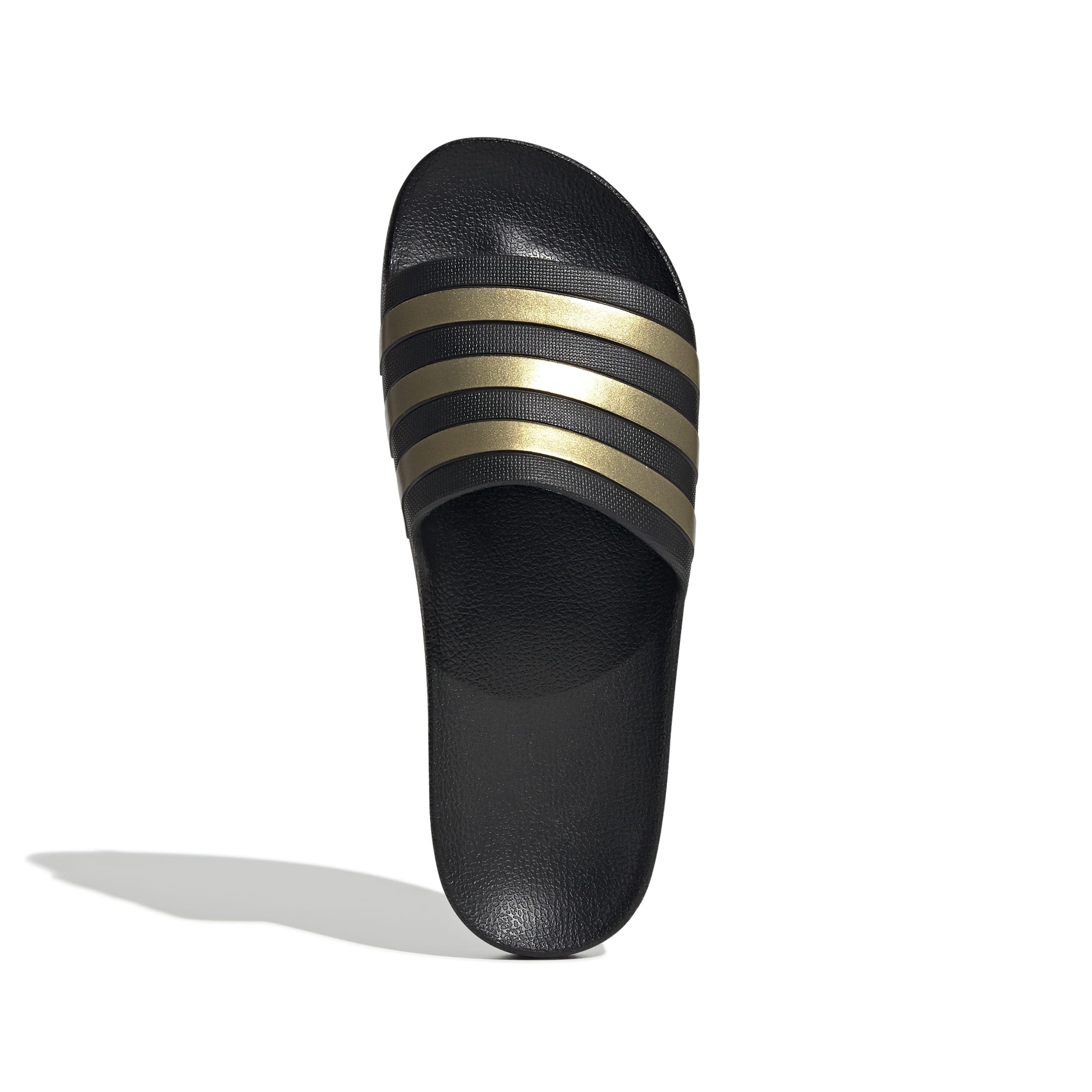adidas Unisex Adilette Aqua Slides, Core Black/Gold Metallic/Core Black, 40.5 EU 7