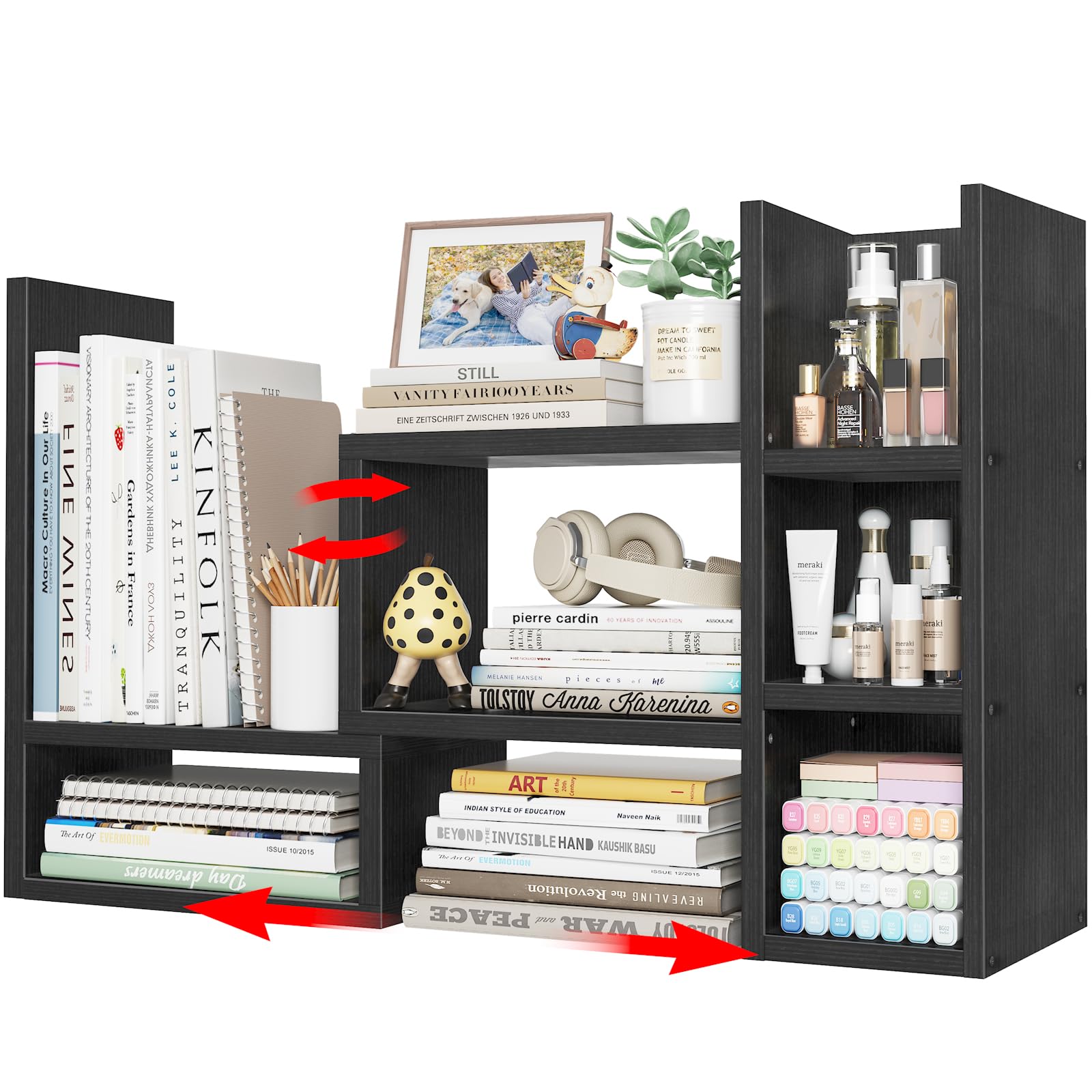 Photo 1 of NUTIKAS Desk Shelves Desktop Orgnizer Shlef - Black Office Organization for Top of Desk Organizers and Accessories Corner Bookshelf Table Top Shelving Small Hutch Decorations for Office