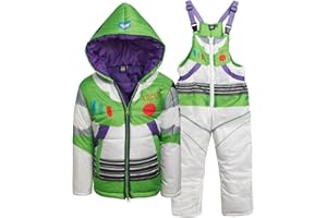 Disney Toddler Boys Snow Suit Set - 2 Piece Toy Story Mickey Mouse Cars Insulated Winter Jacket and Ski Bib Overalls for Boys