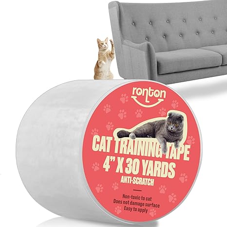 Amazon Com Ronton Cat Scratch Deterrent Tape Anti Scratch Tape For Cats 100 Transparent Clear Double Sided Training Tape Pet Kid Safe Furniture Couch Door Protector 4