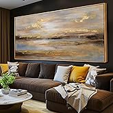Large Framed Artwork for Living Room Abstract Bedroom Wall Art Gold Abstract Wall Decor Office Home Decor 29"x 58" Canvas Painting Wall Hanging
