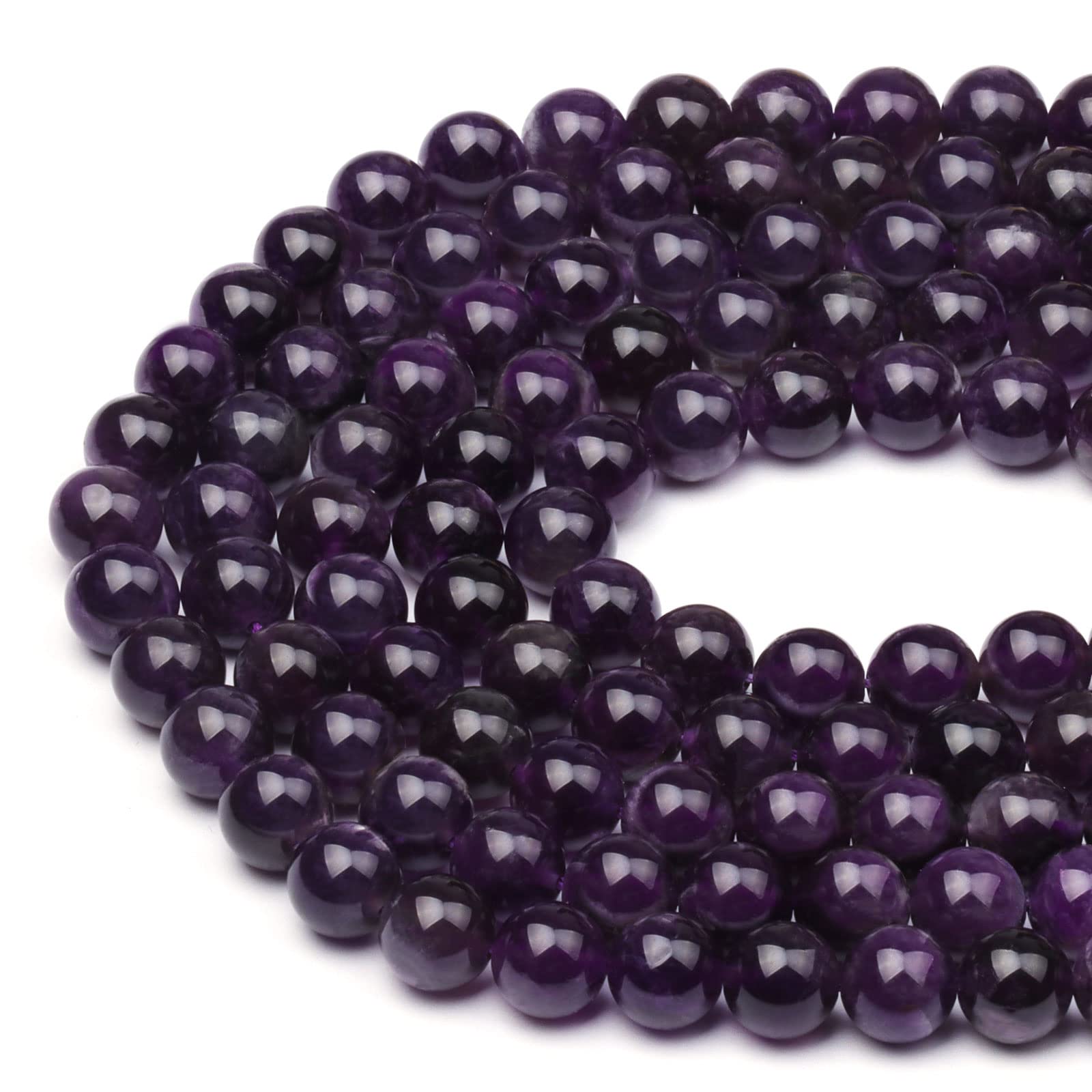 10mm Round Natural Deep Purple Amethyst Beads,31-36pcs Loose Smooth Healing Power Gemstone Beads for Bracelet Necklace Jewellery Making and DIY Crafts, 1 Strand 15.5" — image 1