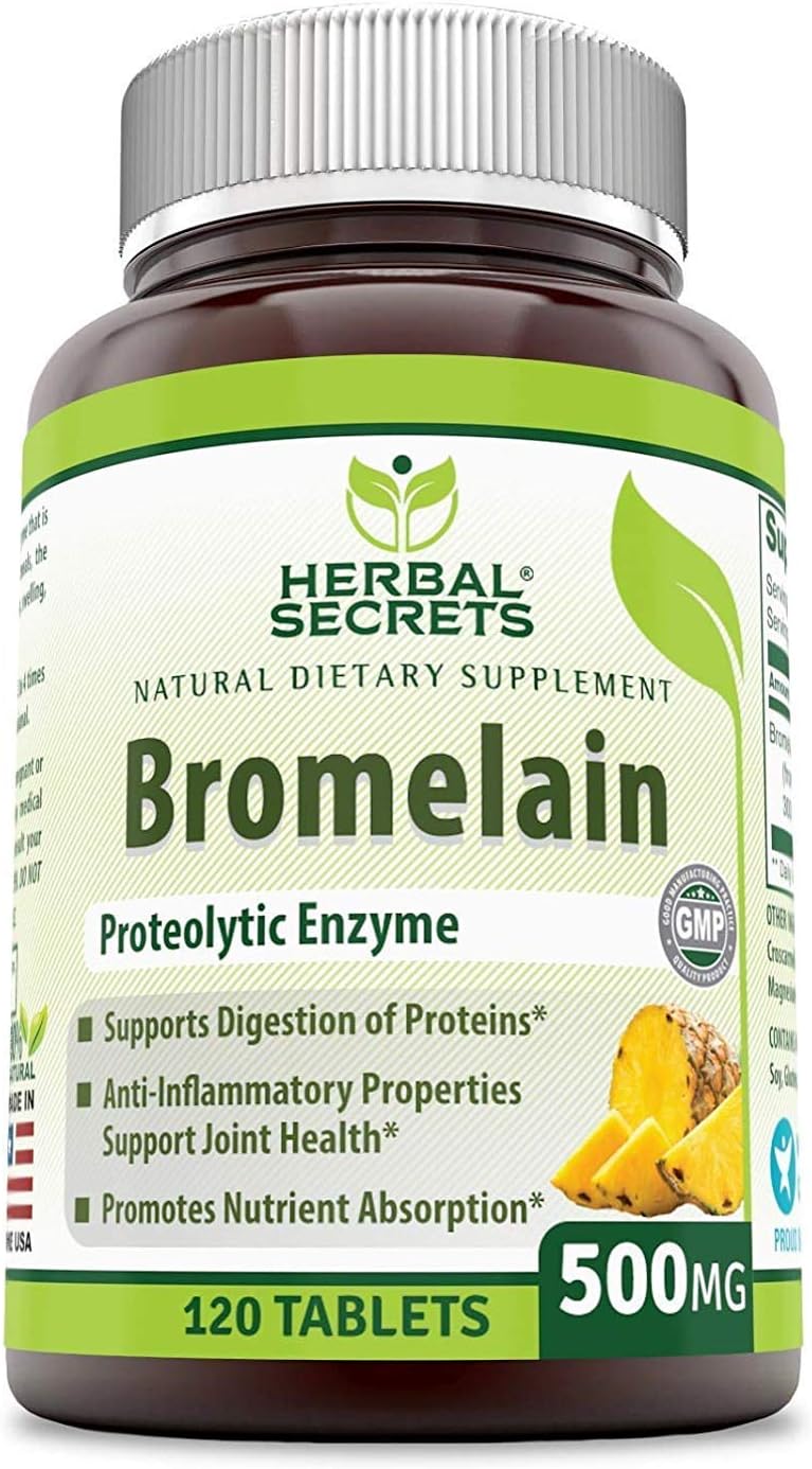 Herbal Secrets Bromelain 500 Mg 120 Tablets (Non-GMO)- Proteolytic Enzyme* Anti-Inflammatory Properties* Support Joint Health* Promotes Nutrient Absorption*: Health & Personal Care