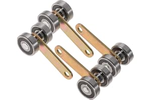 Housoutil 4pcs 2 Trolley Window Door Two Wheels Strut Channel Trolley Assembly Sliding Door Window Door Roller Wheel Barrow Heavy Duty Roller Bearing Channel Steel strut Trolley Assembly