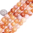 10mm Natural Crackled Agate Beads Round Gemstone Loose Beads for Jewelry Making (38-40pcs/strand)
