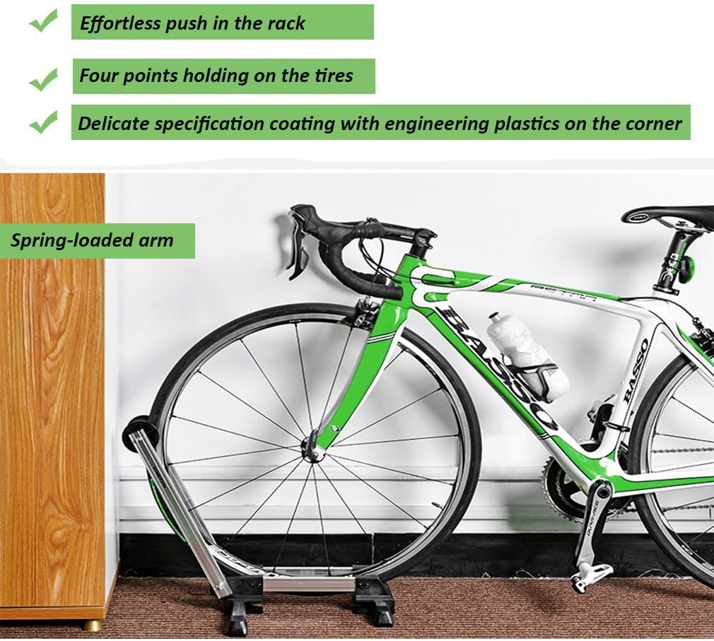Jolitac Foldable Bicycle Storage Stand Sports Bike Floor Parking Rack Alloy Wheel Holder Fit 20-29 inch Bikes Indoor Home Garage Using (Silver) - Image 5