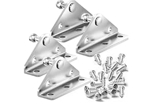 Vepagoo 10mm Ball Stud Mounting Bracket, Gas Struts Lift Support Bracket Ball Stud, 4pcs L-Type and 20pcs Screws (Only Fits 10mm Ball Head), Silver