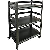 QGSHUNIT 3 Tier Garage Storage Shelves,Heavy-Duty Unit with Wheels,Easy to Assemble Adjustable Metal Garage Shelving for Kitchen Warehouse Tool Room(Size:60cmX40cmX80cm)
