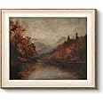 VIYYIEA Framed Wall Art for Living Room, Autumn Lake Canvas Prints, Vintage Home Decor, Landscape Painting Picture, Bathroom Wall Decor Gifts for Friends or Family -【Autumn Lake】-(12L x 10W)