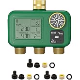 MOES 3 Zone Water Timer, Brass Fittings, Sequential Watering, No Wi-Fi | 3 Independently Programmable Outlets With 3/4 In Brass Fittings, Sequential Watering, Rain Delay, And No Wi-Fi.