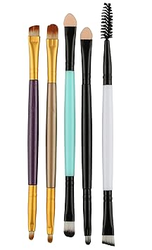 Rozia Makeup Brushes 5 Pieces Double Sided Makeup Brushes Set Professional Foundation Eyeshadow Travel Make Up Brushes Kits, 5 Pieces