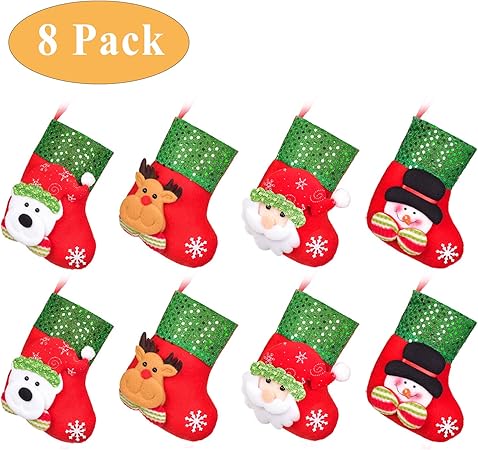 Mini Regali Di Natale.Yqing 8 Confezione Mini Calze Di Natale Classiche Calza Di Natale Calze Per Regali E Dolcetti Sacchetto Porta Caramelle Per Dolci Regali Di Natale Per Bambini Decorazioni Per Albero Di Natale Amazon It