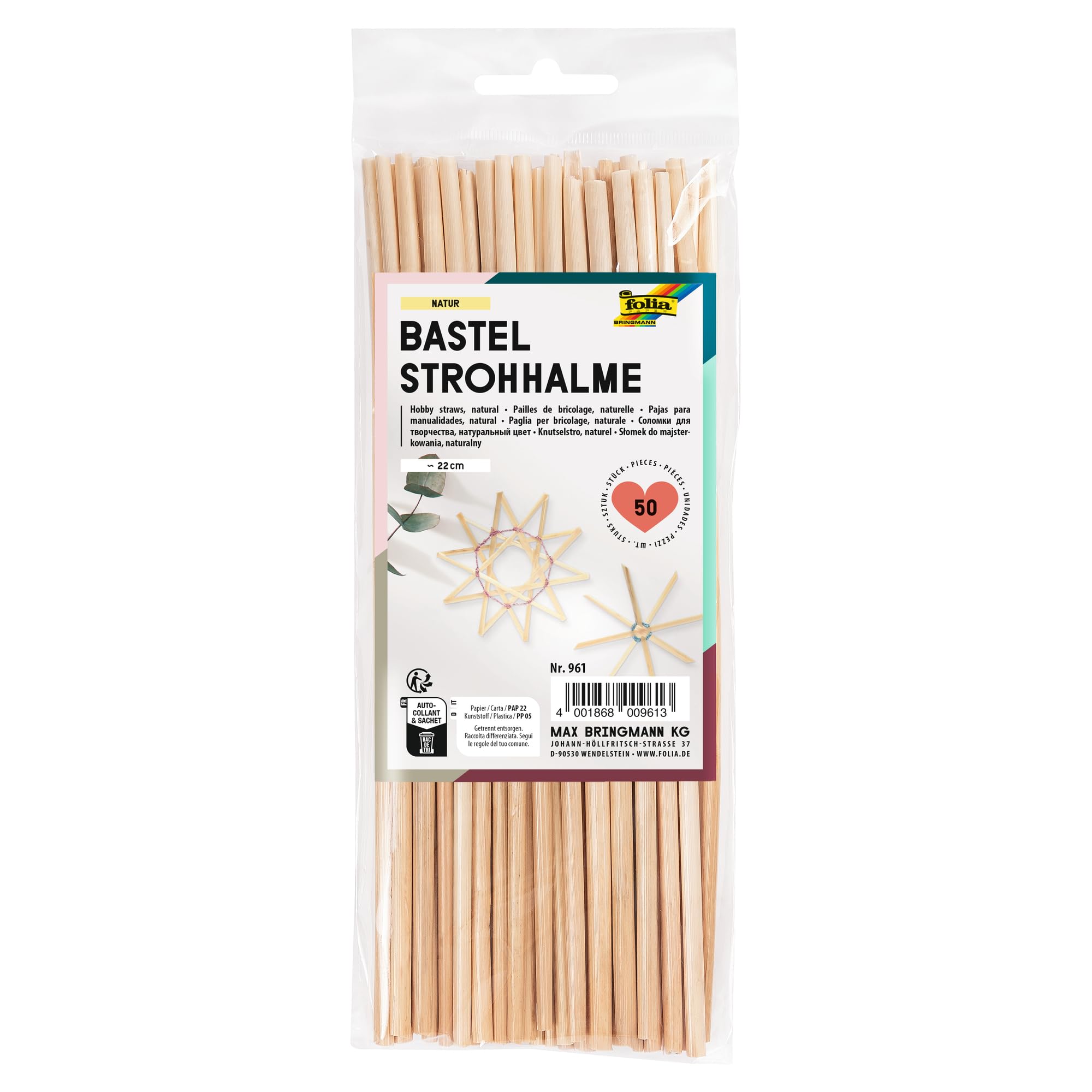 50 Craft Straws 22 cm Natural