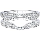 SHELOVES Womens 925 Sterling Silver Engagement Ring Enhancer Round White AAAAA CZ Infinity Wrap Guard Rings Sz 4-13