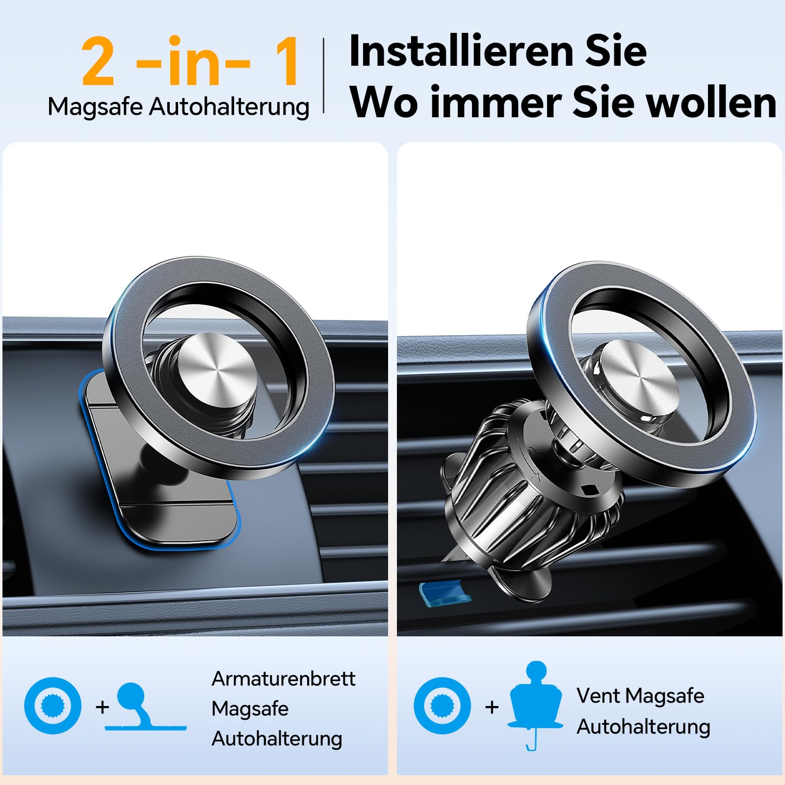 Coolpow Handyhalterung Auto für Magsafe Autohalterung【20x N55 Magnet】Handy Halterung Auto Zubehör Innenraum【360° Drehbar】Magnetische Auto Handyhalterung Lüftung für iPhone 17 16 15 14 13 Magsafe Hülle 2
