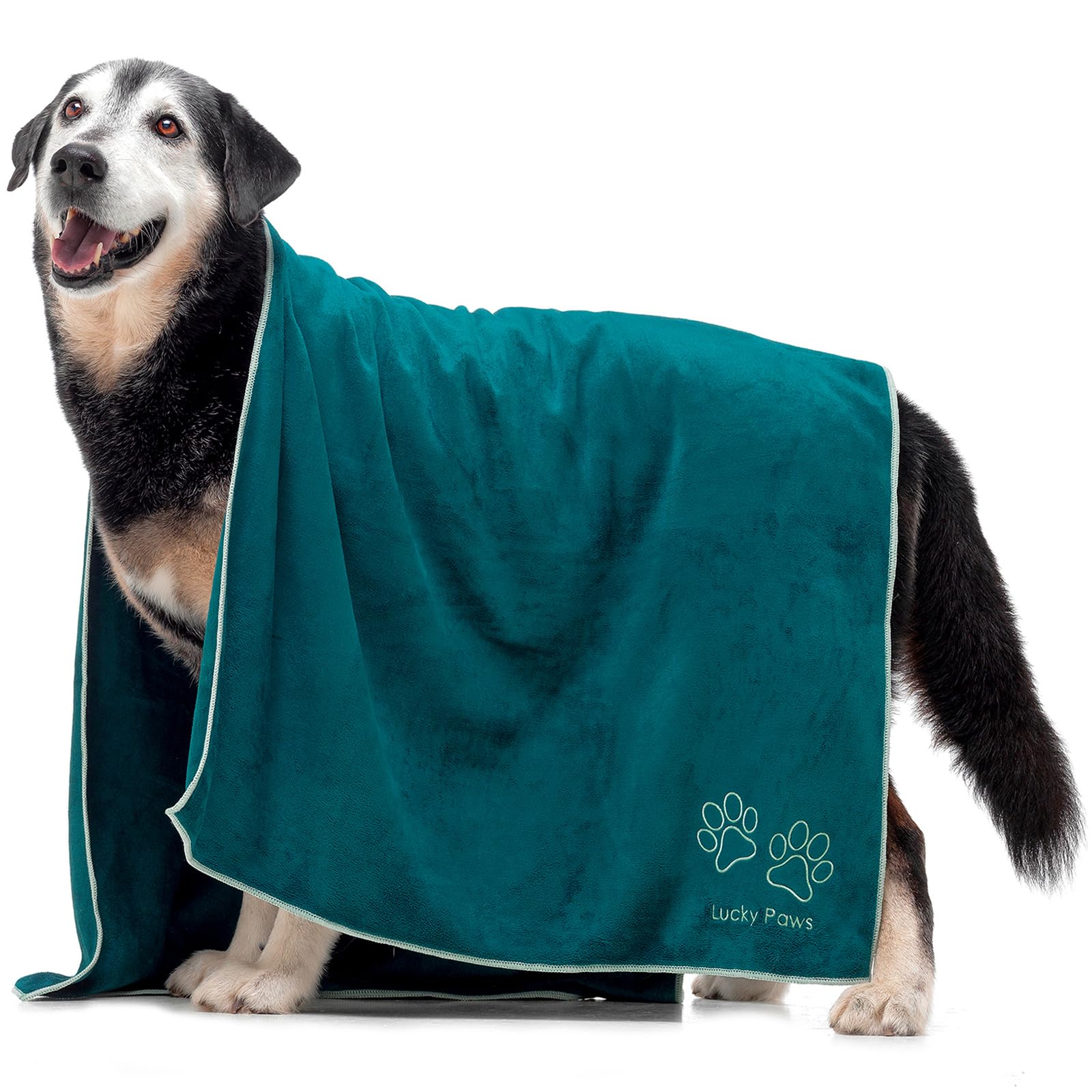 Lucky Paws® UK Dog Towel – Extra Large 140x70cm Dog Towels – Super Absorbent, Luxuriously Soft, Fast Drying Dog Towels for Drying Dogs – Premium Microfibre Dog Towel (Pack of 1, Teal)
