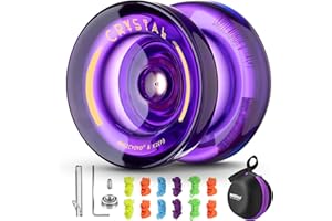 SHUNGRU Responsive Yoyo for Kids K2 Crystal Purple , Dual Purpose Plastic Yo-Yo for Beginners, Replacement Unresponsive Ball Bearing for Advanced Yoyo Players + Removal Bearing Tool + 12 Yoyo Strings + Bag