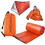 FosPower Emergency Sleeping Bag, Waterproof Survival Shelter Tent & Thermal Blanket with Whistle, Bivvy Bag for Survival Gear