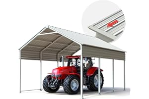 Quictent Heavy Duty 10x16 FT Vertical Roof Metal Carport, Pre-Drilled All Weather Storage Car Shelter for Tractor, Vehicles & Farm Equipment