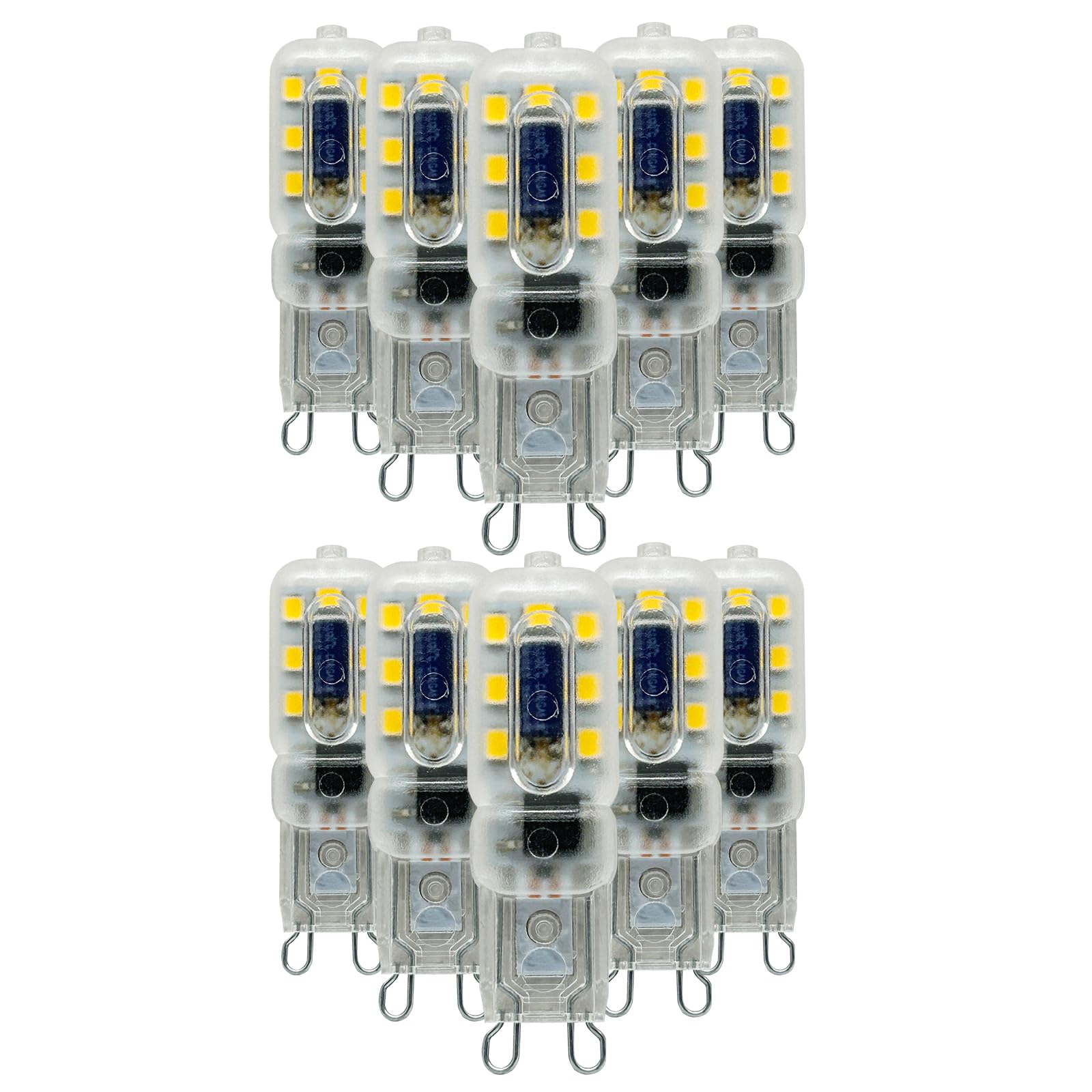 paul russells LED Bulbs, 2.2W, Daylight 6500K, 200LM, Equivalent to 20W G9 Halogen Bulbs, Non-Dimmable, Energy Saving G9 Bi-Pin Capsule Bulb, for Home Lighting Chandelier Lamp Decor, 10 Packs