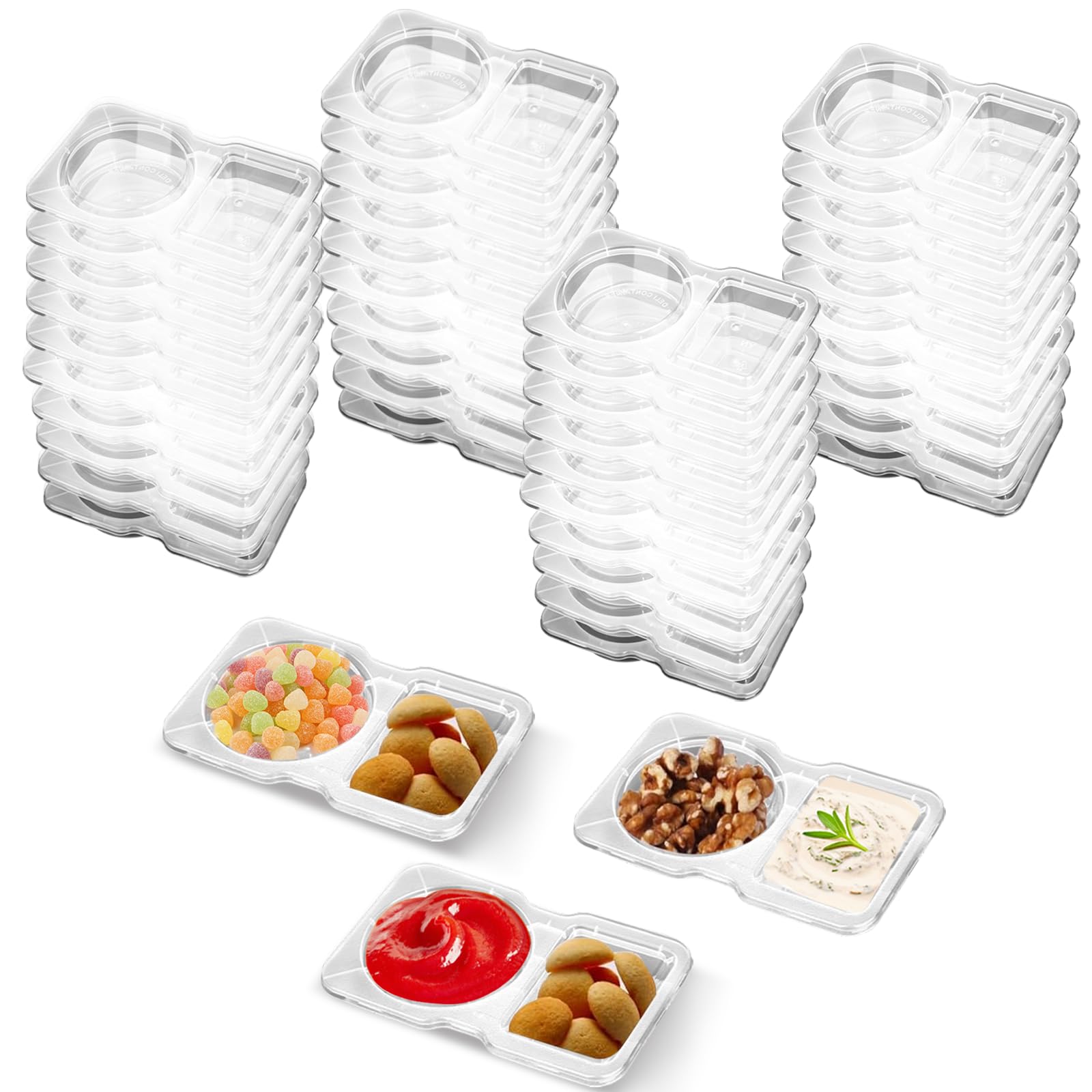 Photo 1 of **2 PACK***VTMCUI 20 PCS Snack Containers with Lid, Leakproof Dipping Containers with 2 Compartments,Reusable Snack Pack Containers, Portion Control Condiment Container