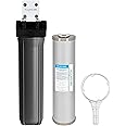 Aquasure Fortitude V2 Series Triple Purpose Sediment/Carbon/Zinc Bacteria Inhibiting Water Treatment Pre-Filter with Housing System, Large Size | Removes 99% of Contaminants (AS-FL-25SCZ)