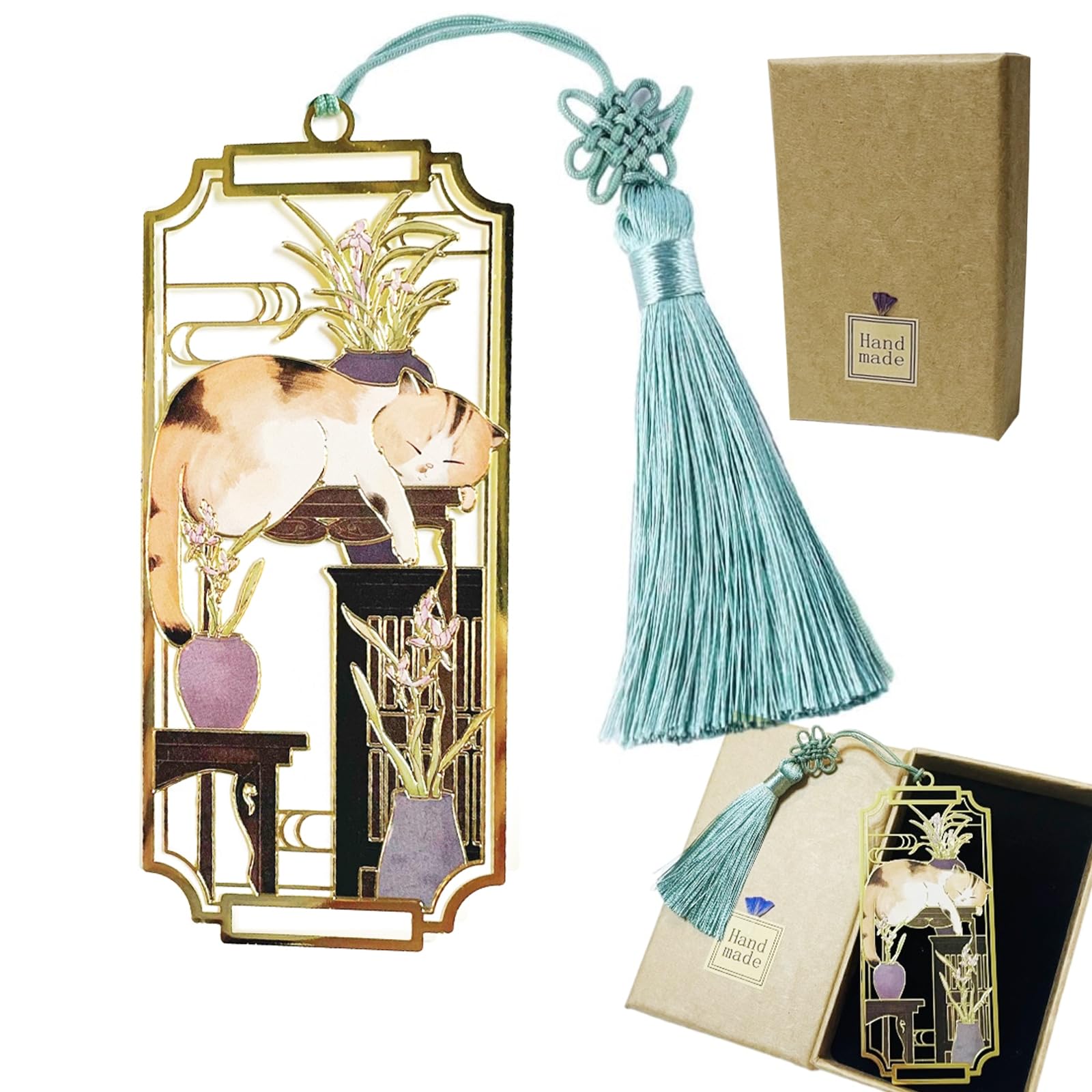 HEYMILA Metal Cat Bookmark for Women & Bookmark Lovers - Blue/Purple, KLEIN