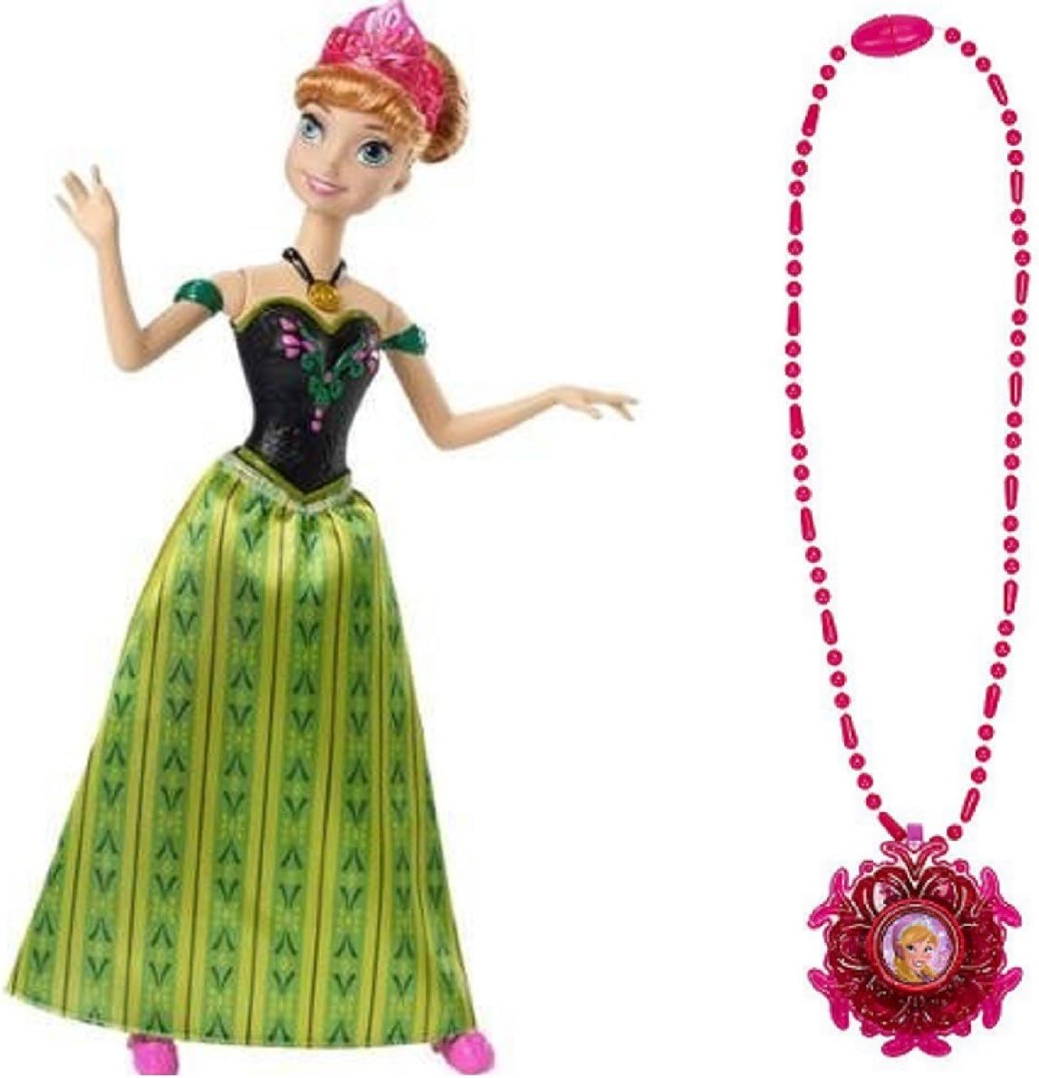 Disney Frozen Fever Singing Anna Doll and Disney Frozen Anna light up Necklace Bundle