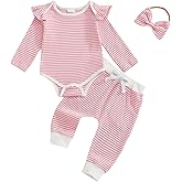 WZTYYDS Newborn Baby Girl Clothes Striped Long Sleeve Romper with Pants and Headband Infant 3Pcs Fall Outfits