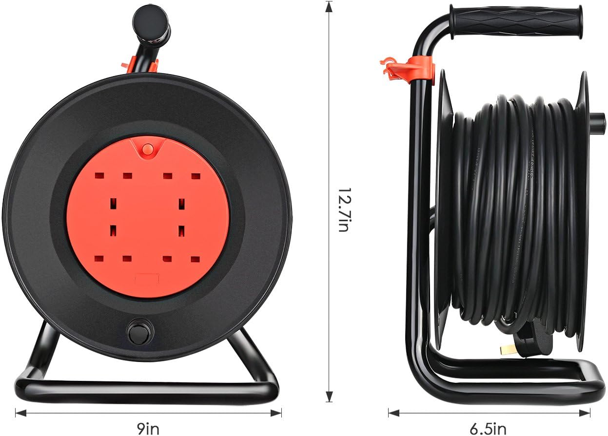 SLx 2 Socket Outdoor Extension Lead 20m Heavy Duty Extension Cable Reel Uk Plug Waterproof Yellow Black