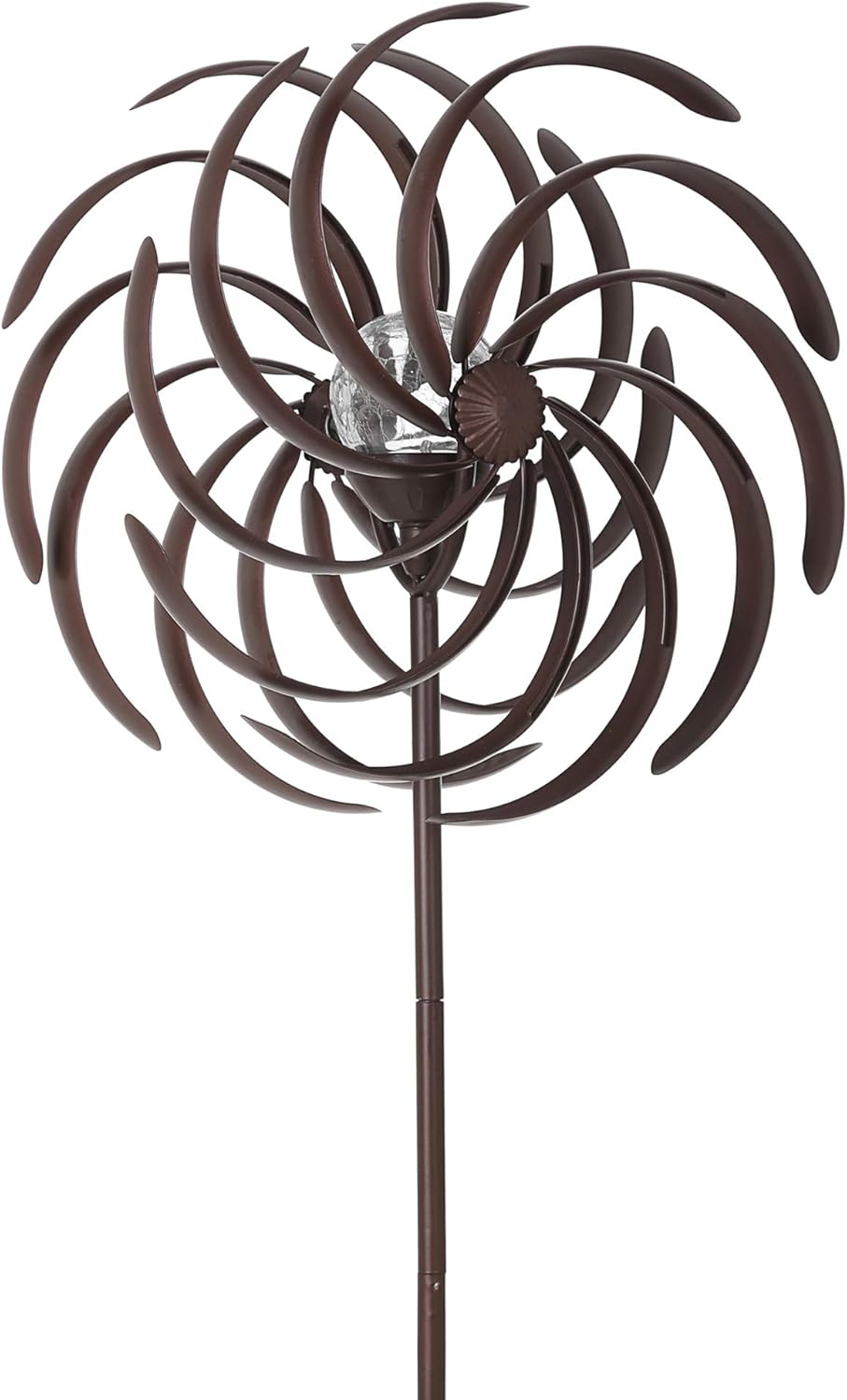 Solar Wind Spinner Willow Leaves-Improved 360 Degrees Swivel Multi-Color LED Lighting Solar Powered Glass Ball with Kinetic Wind Spinner-Metal Sculpture Construction-Outdoor Yard Lawn & Garden : Garden & Outdoor