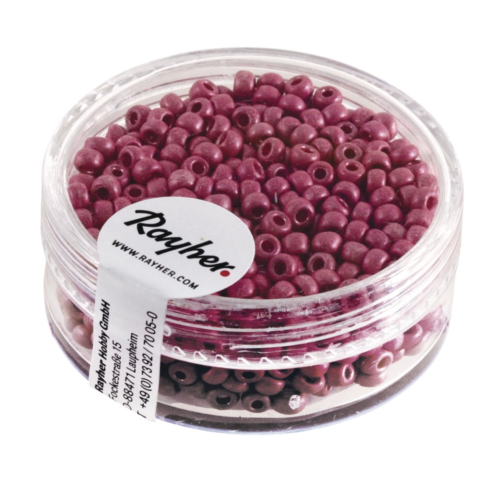 RAYHER 14307258 Metallic Beads 17-g Box 2.6 mm Ã ¸, Dose 17g, Rosã ©