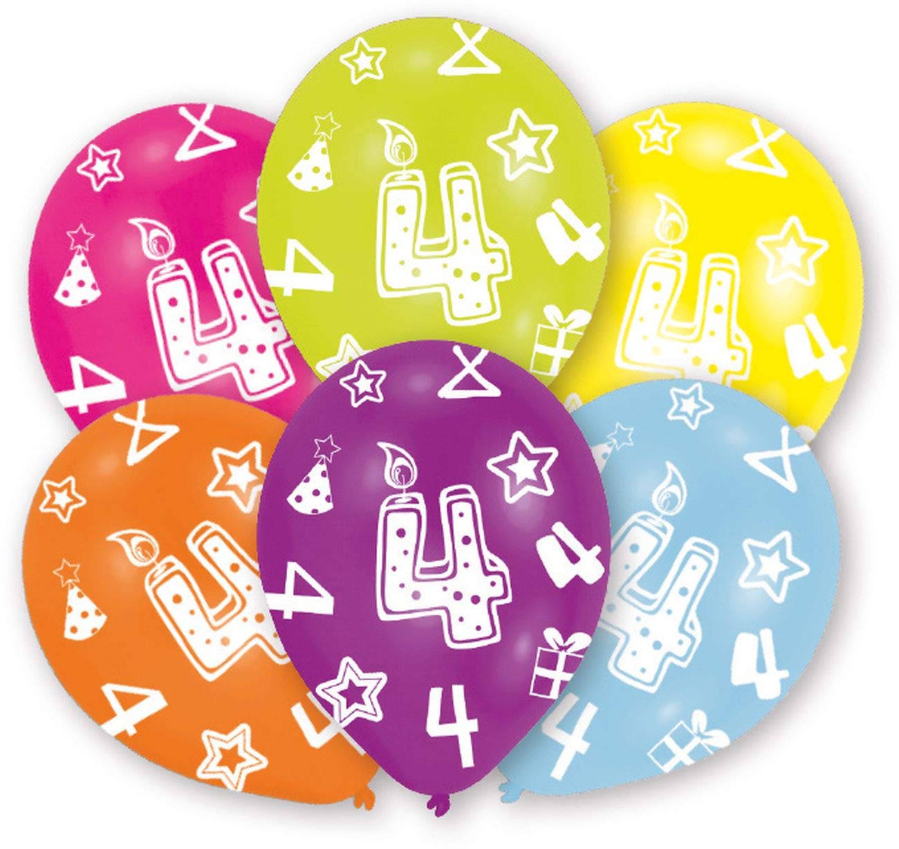 Amscan 27.5 cm All Round Printed Age 4/6 Latex Balloons