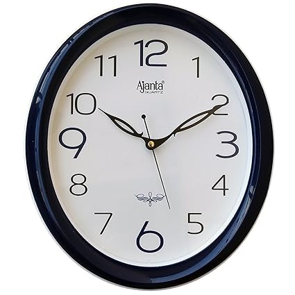 Ajanta Plastic Oval Sweep Clock (30 cm x 26 cm x 4 cm, Blue)