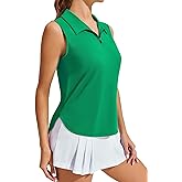 PINSPARK Women Golf Shirts Sleeveless UPF 50+ Tennis Polo V-Neck Quick Dry Athletic T Shirt 1/4 Zip Collar Workout Tank Top