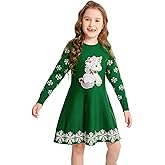 SMILING PINKER Girls Christmas Dress Unicorn Snowflake Crew Neck Long Sleeve Winter Sweater