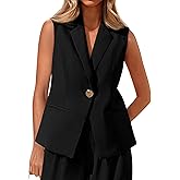 MASCOMODA Summer Sleeveless Blazers for Women Business Casual Dressy Lapel V Neck Button Open Front Work Suit Vest Tops