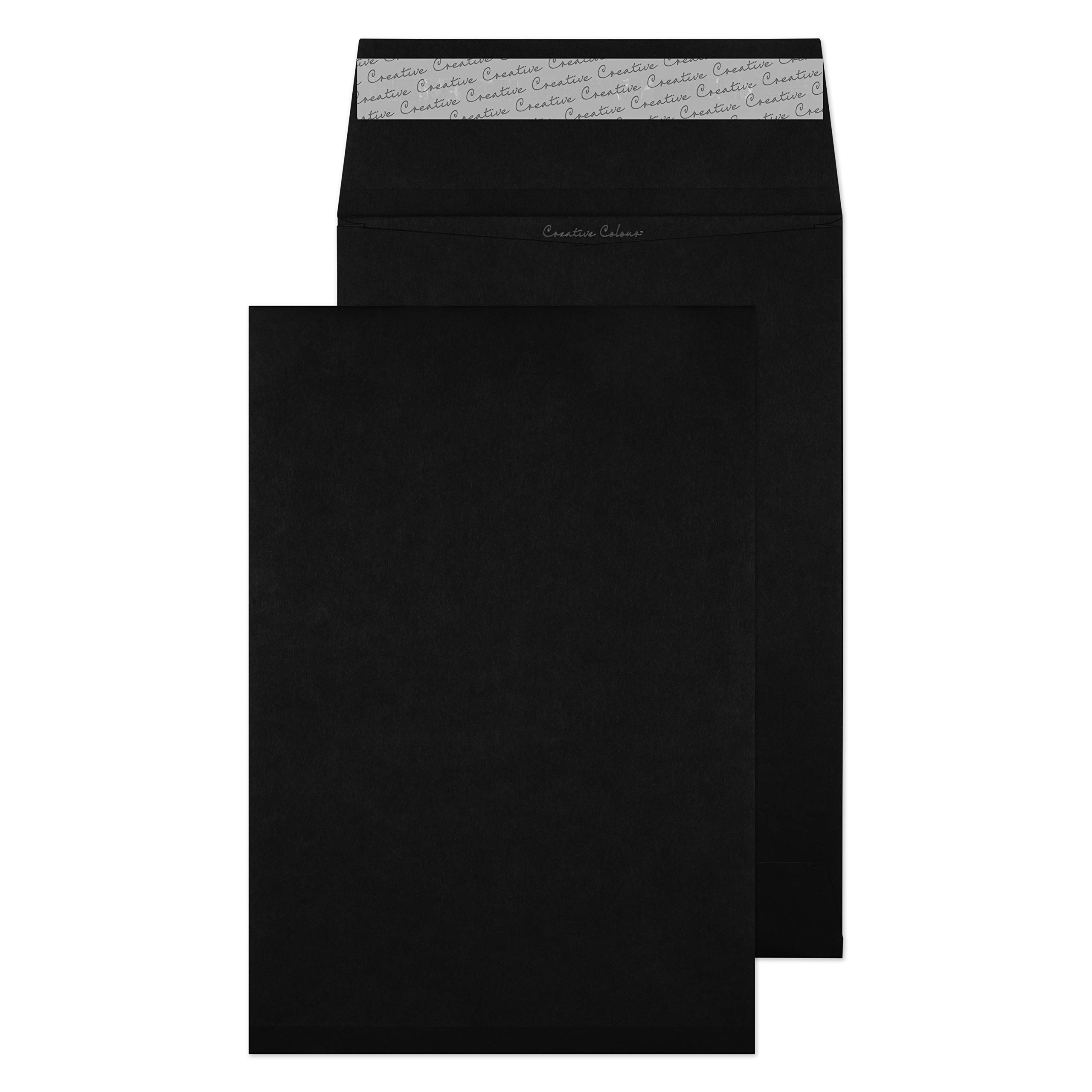 Blake Creative Colour C4 324 x 229 x 25 mm 120 gsm Gusset Pocket Peel & Seal Envelopes (9140) Jet Black - Pack of 125
