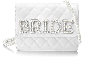 Eccliy Wifey Gift Mrs Bride White Leather Bag with Pearl Chain Clutch Evening Bag for Wedding Anniversary