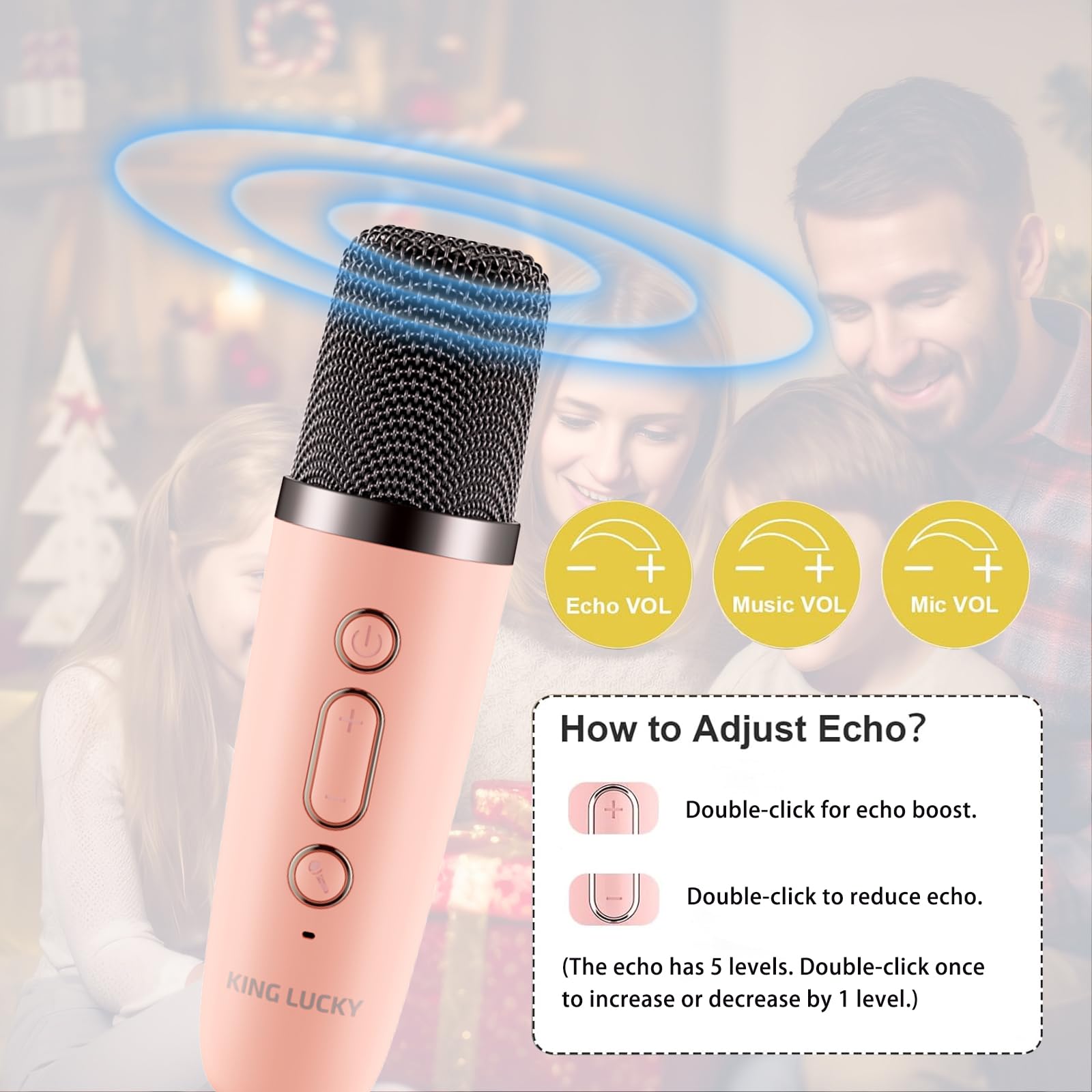 Kinglucky Mini Karaoke Machine for Kids, 2025 TOP Birthday Gifts Ideas for 3-12 Year Old Girls, Christmas Party Gifts Kids' Personal Video Players Accessories with 2 Wireless Microphones - Pink
