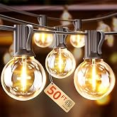VIPAR Outdoor String Lights,50FT 27 G40 Patio Lights Waterproof for Balcony | ETL,Vintage LED Edison Bulbs,Connectable, Shatterproof,Waterproof,2700K Dimmable,for Balcony Backyard Porch Garden Bistro