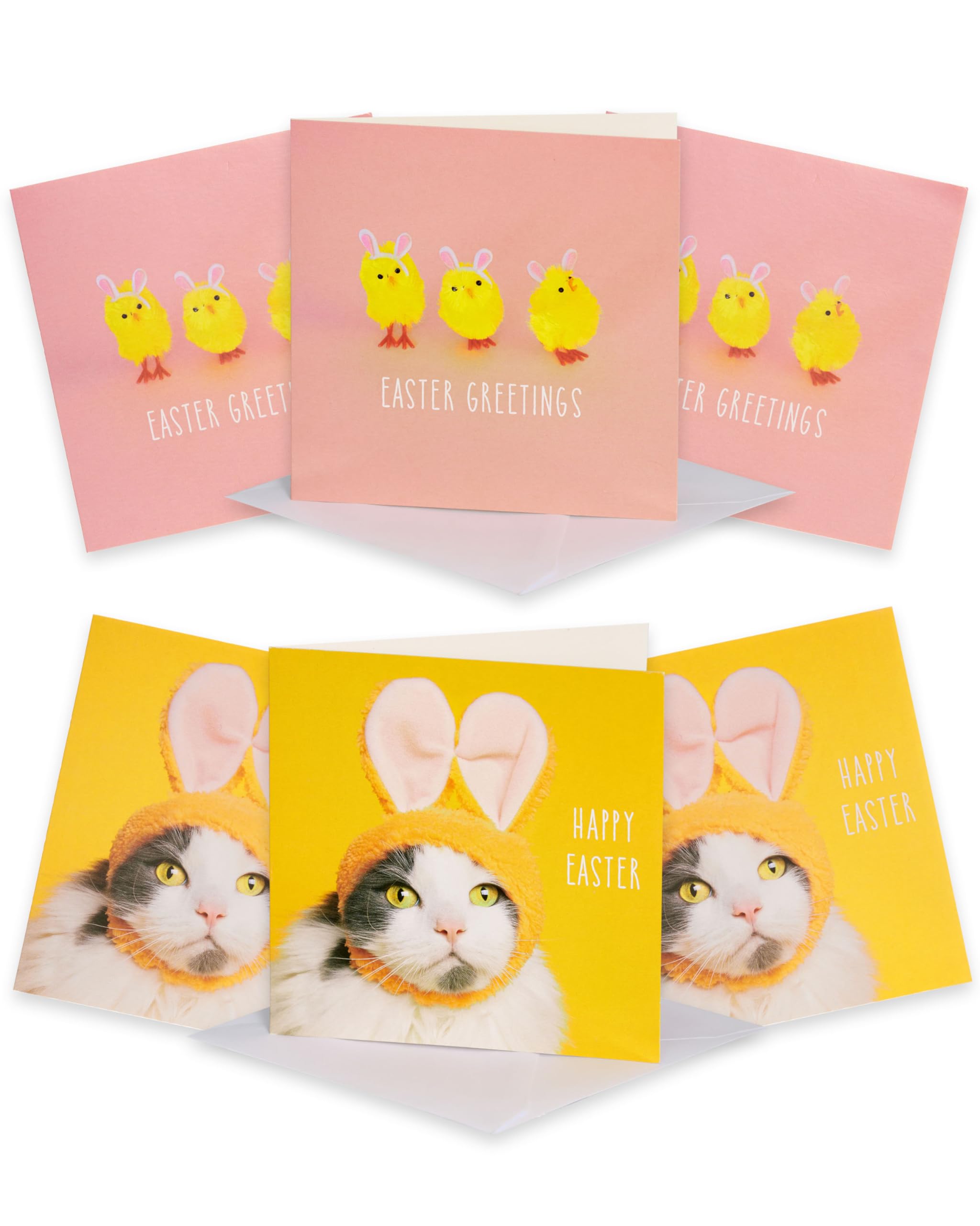 Pack Of 6 NSPCC Happy Easter Cute Cat Easter Cards Charity Greeting Cards