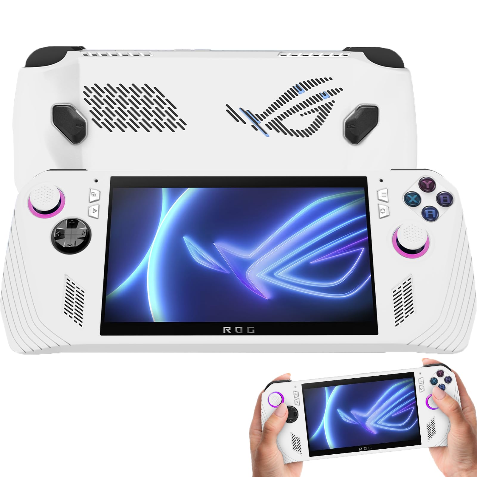 Miimall Compatible with ASUS ROG Ally Case, Premium Flexible Silicone Protective Shell for ASUS ROG Ally Ultra-Thin Anti-Fingerprint Shockproof, Slim Fit Bumper Case Cover for Asus Rog Ally-White